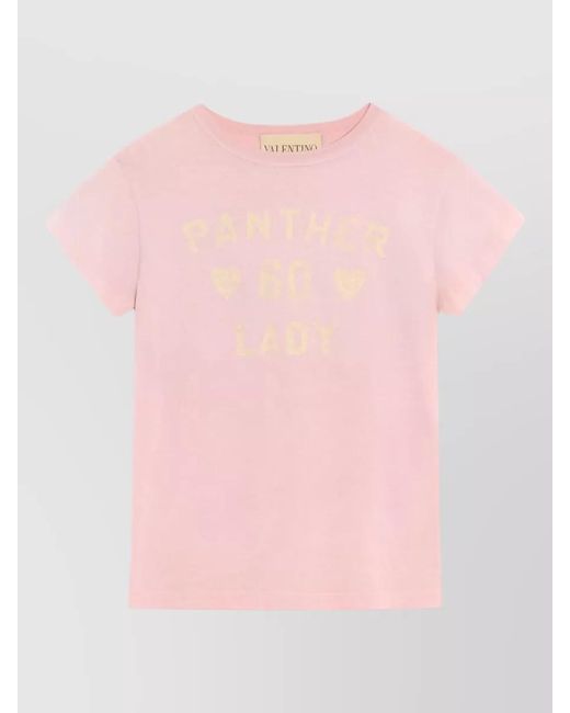 Valentino Garavani Pink Cotton Regular-Fit Printed T-Shirt