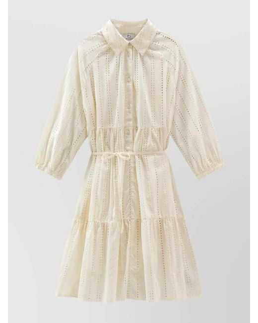 Woolrich Natural Cotton Broderie Anglaise Shirt Mini Dress
