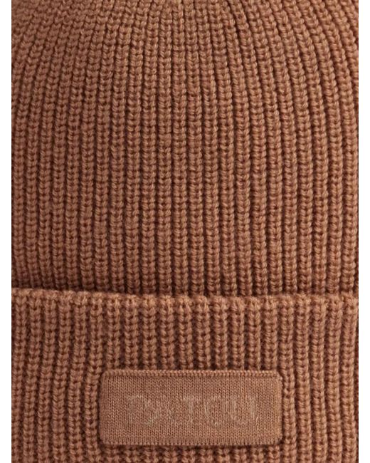 Patou Brown Wool Knitted Ribbed Beanie