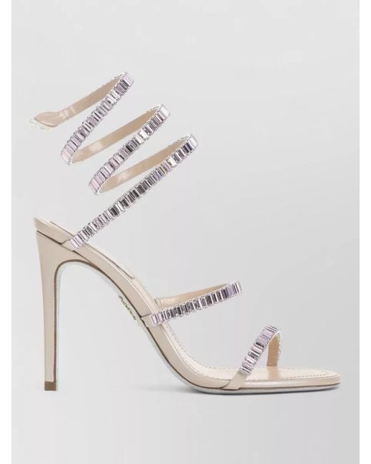 Rene Caovilla Natural Leather Crystal-Embellished Sandals