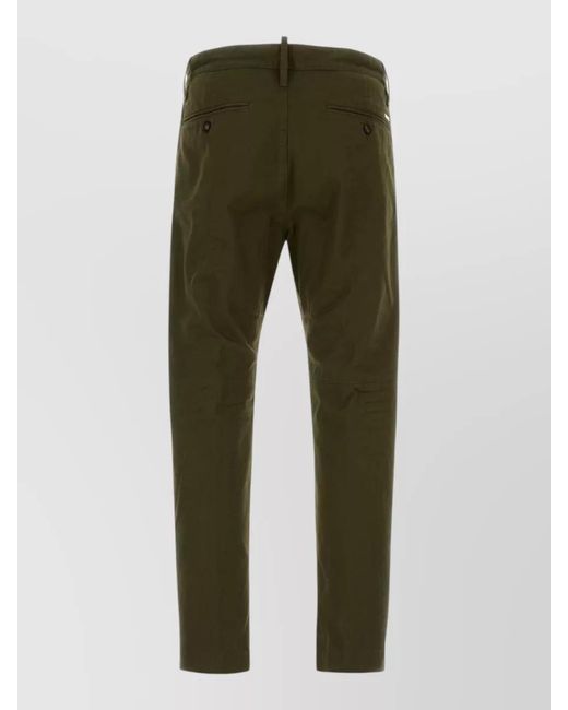 DSquared² Green Stretch Cotton Straight-Leg Chino Trousers for men