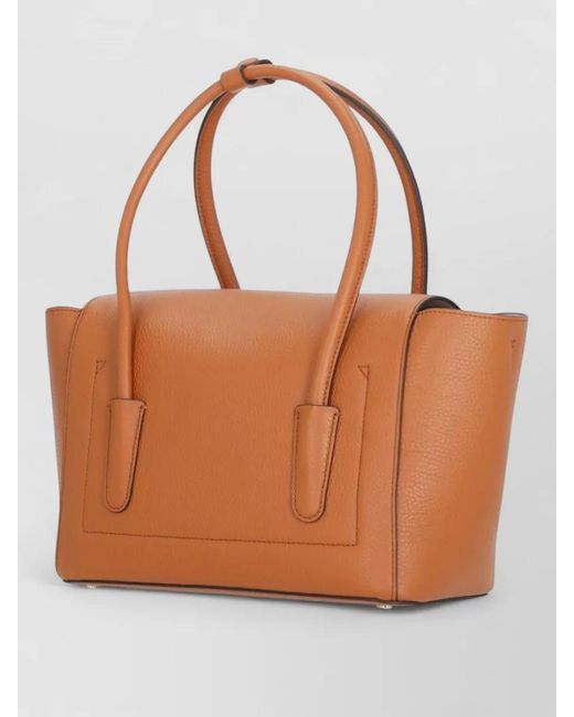 Coccinelle Brown Tote Bag Pebbled Leather Chain Detail