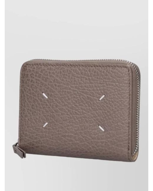 Maison Margiela Brown Textured Finish Leather Wallets And Cardholders