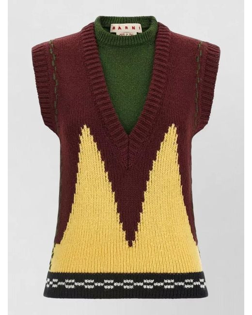 Marni Multicolor Wool Sleeveless Jumper