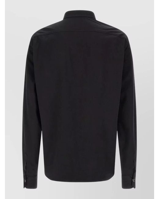 Kiton Blue Buba Shirt Long Sleeves Straight Cut Chest Pocket for men