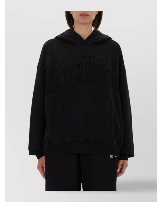 ROTATE BIRGER CHRISTENSEN Black Organic Cotton Hooded Sweatshirt