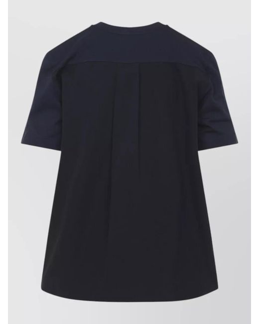 Marni Blue Cotton Asymmetric Logo-Patch T-Shirt