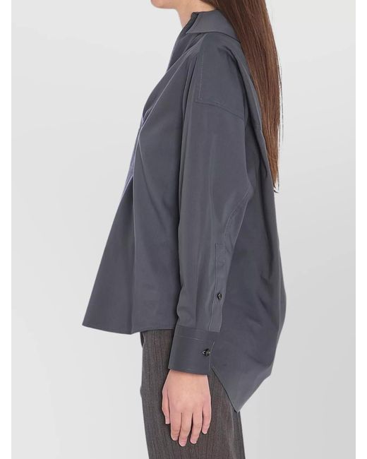 Bottega Veneta Gray Silk Blend V-Neck Shirt