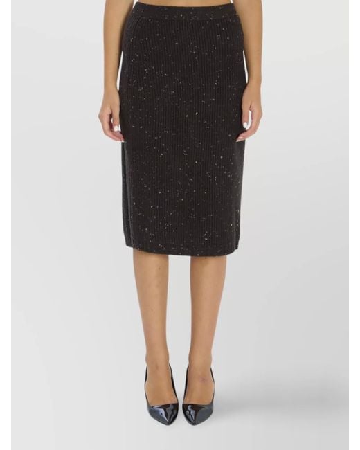 Bottega Veneta Black Wool Skirt With English Rib Knit
