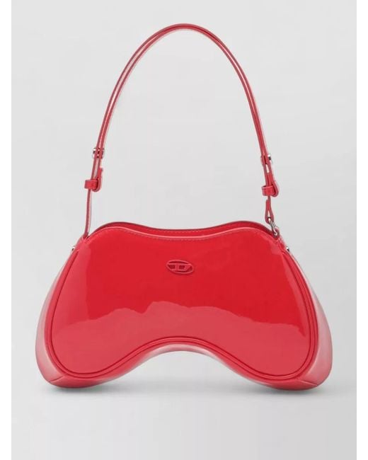 DIESEL Red Shoulder Bag Adjustable Strap Curved Shape