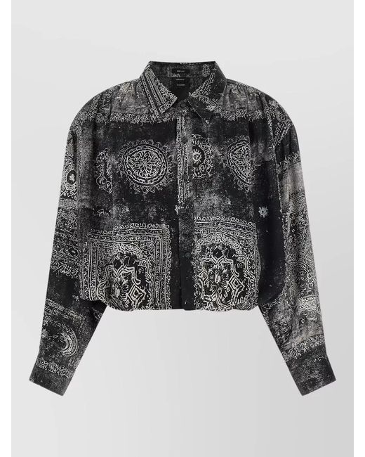 R13 Black Bubble Shirt Bandana Print Buttoned Cuffs