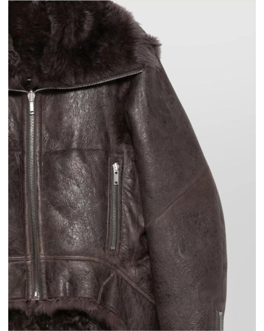 Rick Owens Black Leather Shearling Jacket