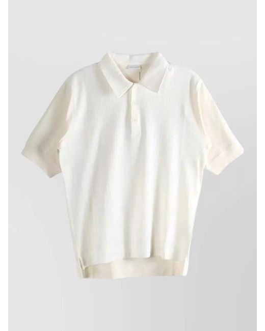 Dries Van Noten White Short Sleeves Polo Shirt Ribbed Cuffs for men