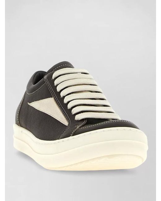 Rick Owens Metallic Leather Vintage Sneaks Lace-Up Sneakers