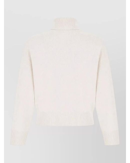Vanisé White Cropped Cashmere Sweater Turtleneck Long Sleeves
