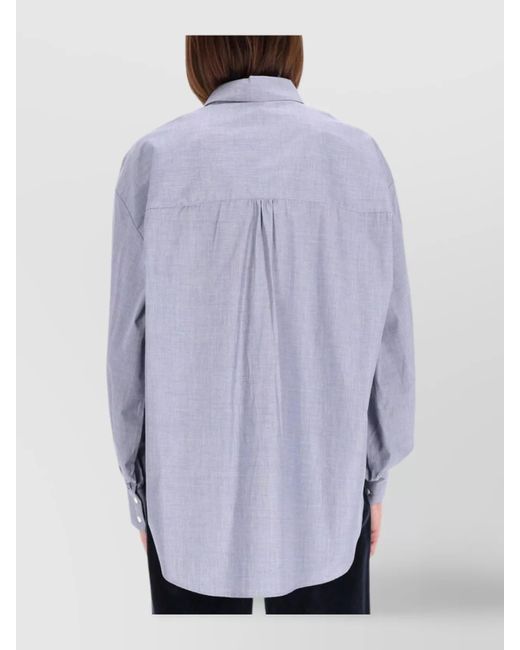 Aspesi Blue Cotton High Collar Regular-Fit Shirt
