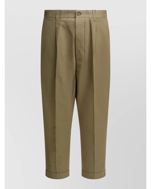 AMI Green Straight-Leg Cropped Trousers for men