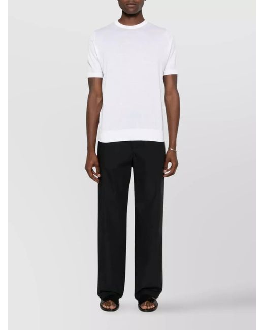 John Smedley White Fine Knit Cotton T-Shirt Kempton for men