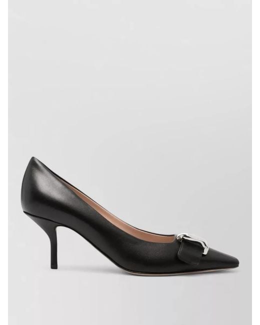 Emporio Armani Black Leather Pumps Kitten Heel Pointed Toe