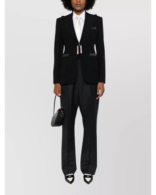 Max Mara Black Wool Crystal-Embellished Single-Breasted Blazer