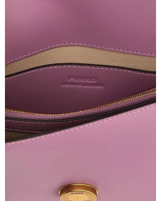Pinko Purple Love One Bird Motif Chain Shoulder Bag