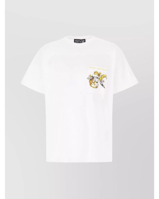 Versace Jeans White Baroque Print Cotton T-Shirt for men