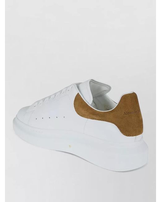 McQueen White Leather Suede Oversized Low Top Sneakers
