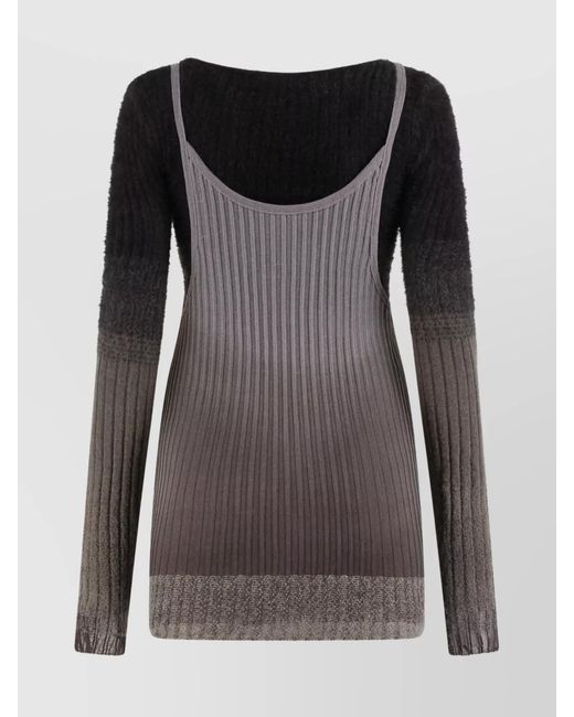 The Attico Black Ribbed Midi Dress