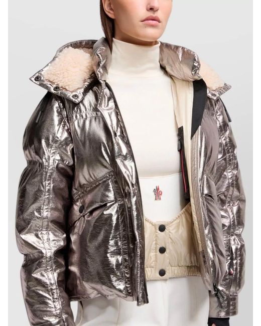 Moncler Gray Moncler Calaque Metallic Hooded Insulated Ski Jacket
