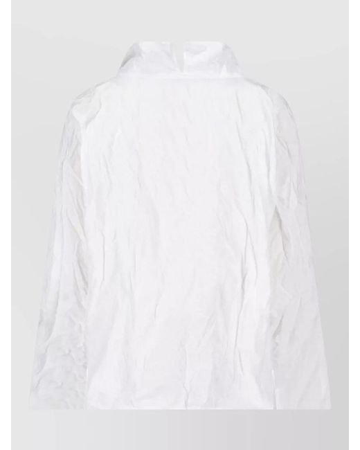 Daniela Gregis White Long Sleeve Collared Casual Crinkled Shirt