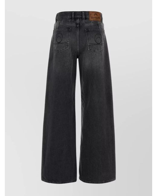 MARINE SERRE Blue Denim High-Rise Flared Jeans
