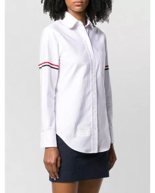 Thom Browne Natural Striped Cotton Long-Sleeve Shirt