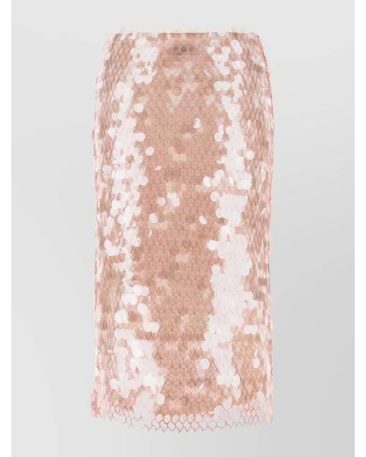 Tory Burch Pink Sequin Knee Length Fitted Long Skirt