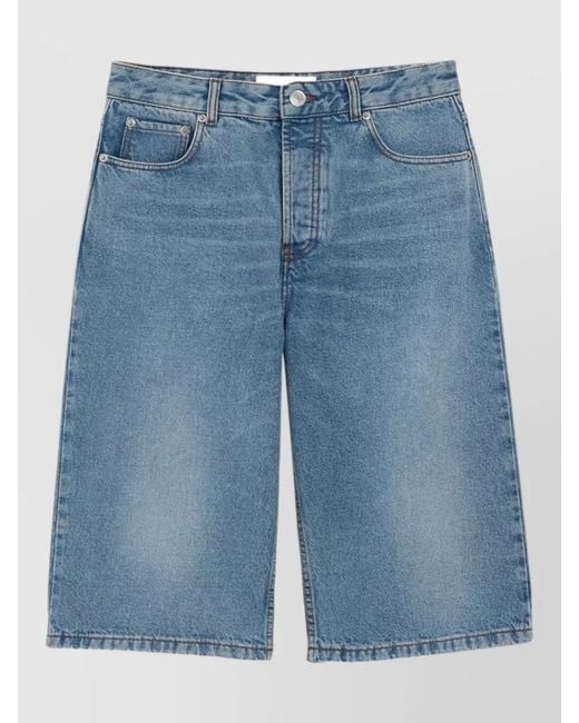 AMI Blue Denim Regular-Fit Bermuda Shorts for men