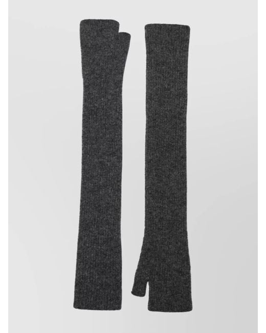 Roberto Collina Black Cashmere Silk Long Gloves