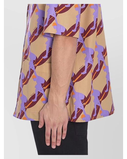 Gucci Pink Surfer Print Short-Sleeve Shirt for men