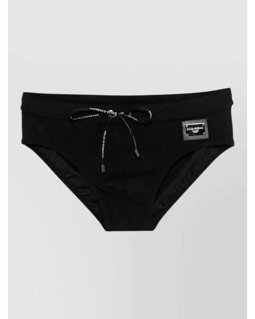Dolce & Gabbana Black Swim Briefs Logo Detail Elastic Waistband for men