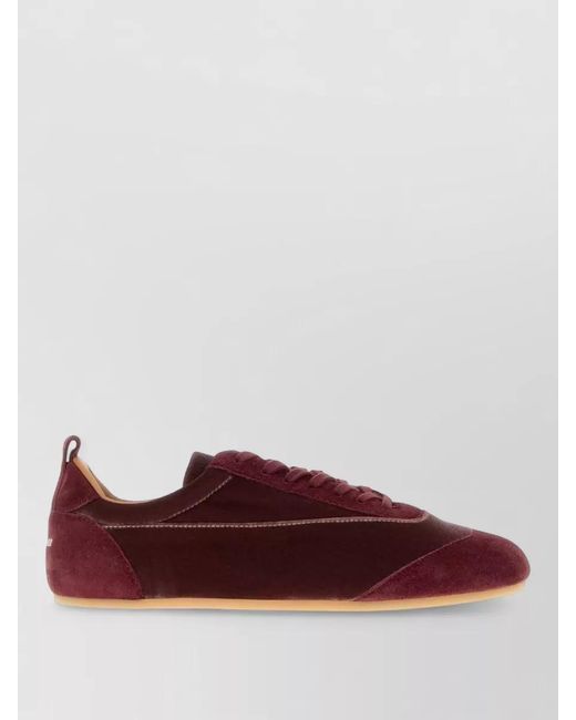 Jil Sander Red Velvet Suede Lace Up Etage Sneakers