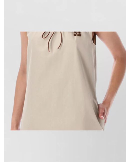 Miu Miu Natural Panama Cotton A Line Scoop Neck Dress