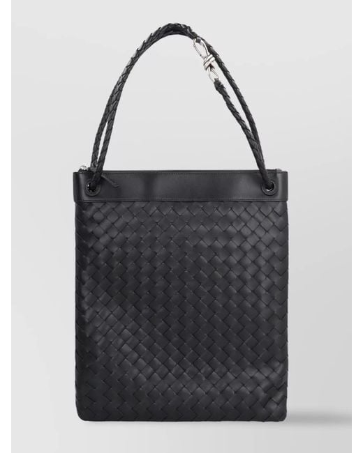 Bottega Veneta Black Leather Messenger Bag Andiamo for men