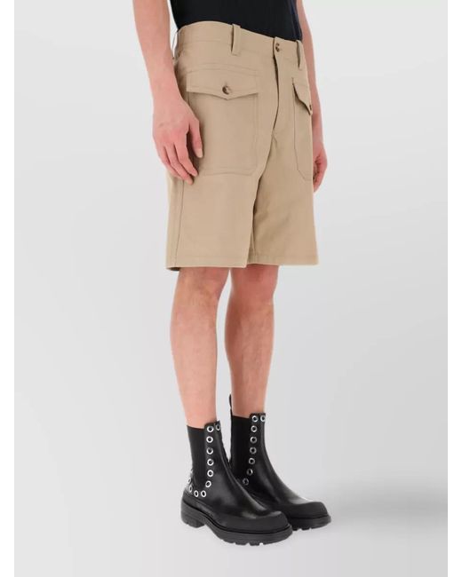 McQueen Natural Cotton Cargo Tailored Shorts for men