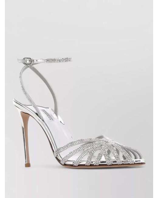 Le Silla White Leather Embellished Sandals