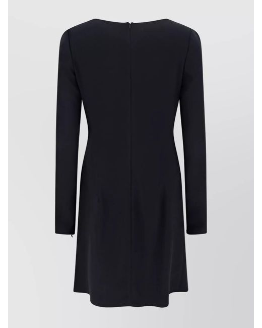 DSquared² Blue Draped Boat Neck Long Sleeve Midi Dress