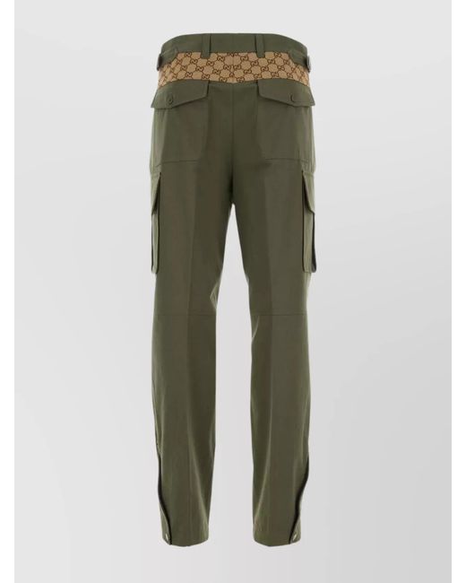 Gucci Green Cotton Cargo Tapered Trousers for men