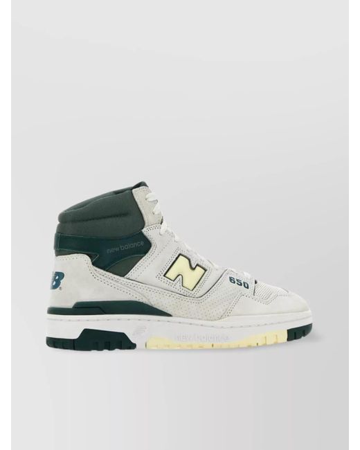 New Balance White Leather And Suede High-Top Sneakers