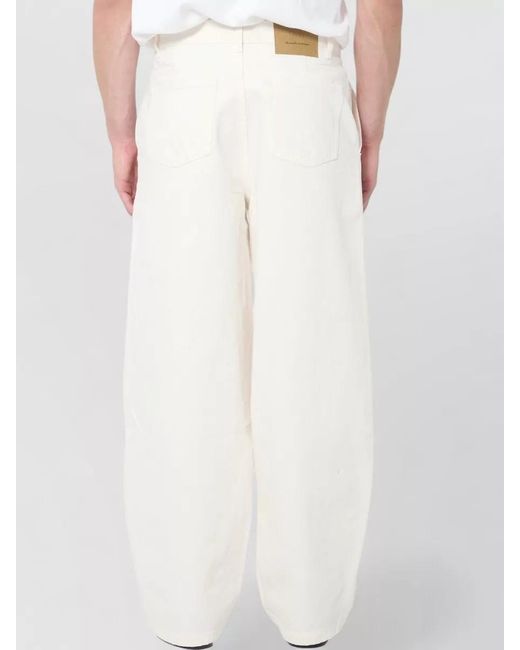 AMI White Denim Mid-Rise Wide-Leg Balloon Jeans for men