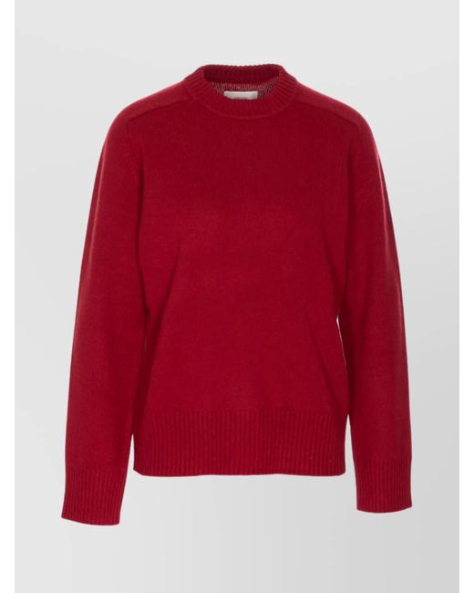 Loulou de Saison Red Ribbed Crewneck Knitwear Long Sleeves