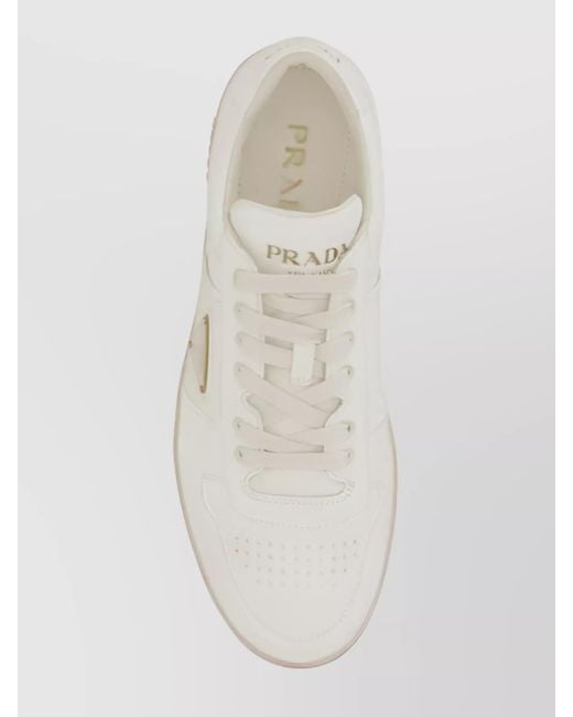 Prada Natural Lamb Leather Paneled Low-Top Sneakers for men