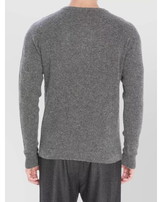 Roberto Collina Gray Cashmere Silk Ribbed Crewneck Jumper for men