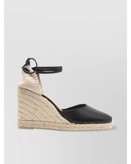 Castaner Metallic Closed Toe Leather Wedge Espadrilles